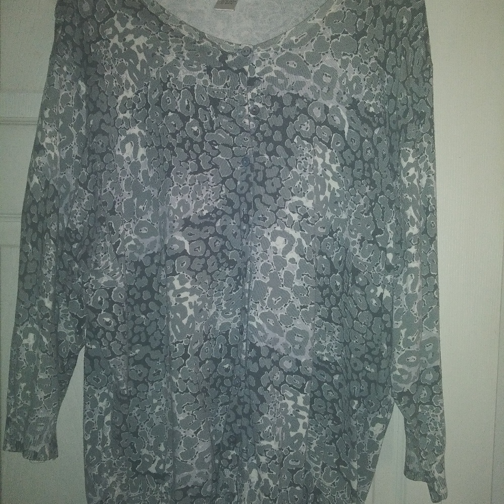 Gray leopard print sweater
